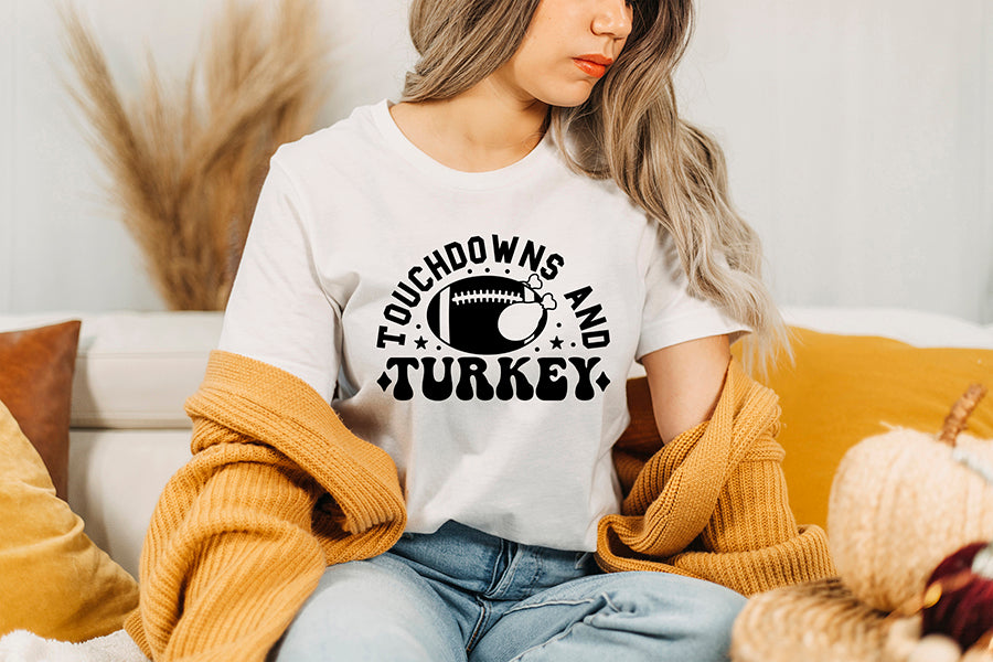 Touchdowns and Turkey - Retro Thanksgiving SVG