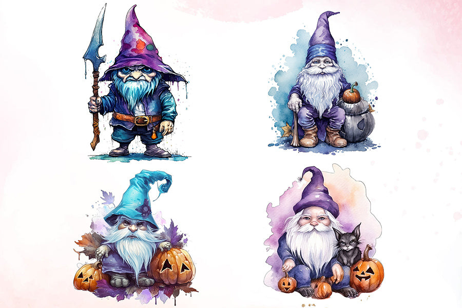 Fairy Halloween Gnome Watercolor Bundle