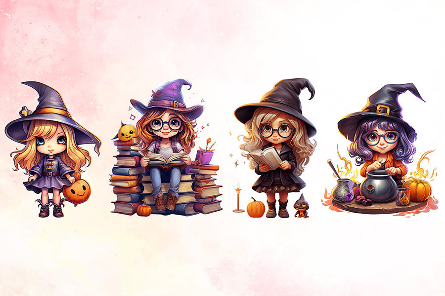 Cute Little Witch Halloween Sublimation Bundle