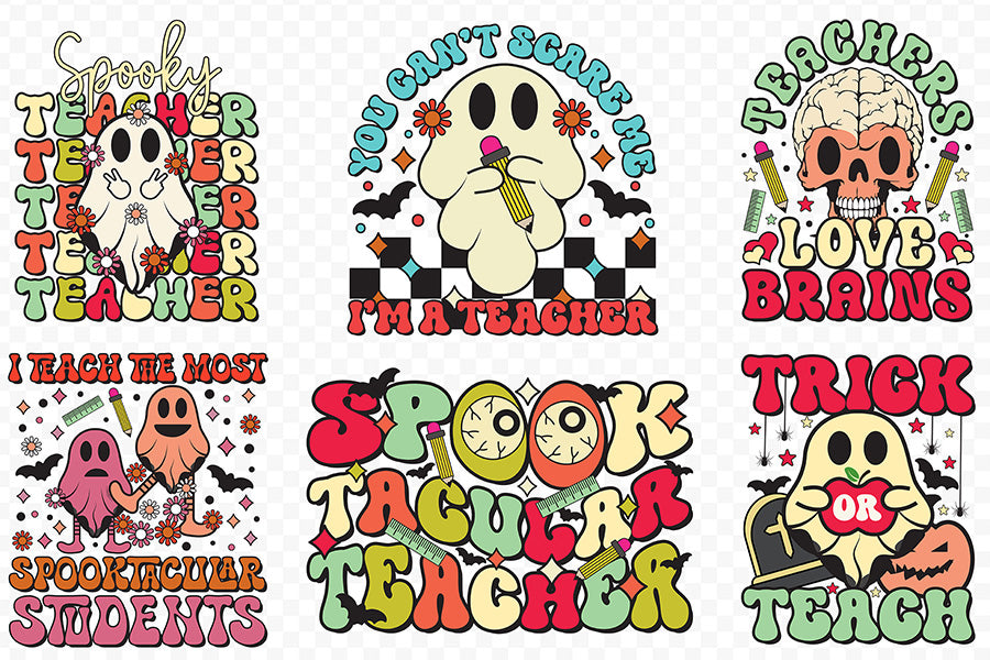 Halloween Teacher PNG Sublimation Bundle
