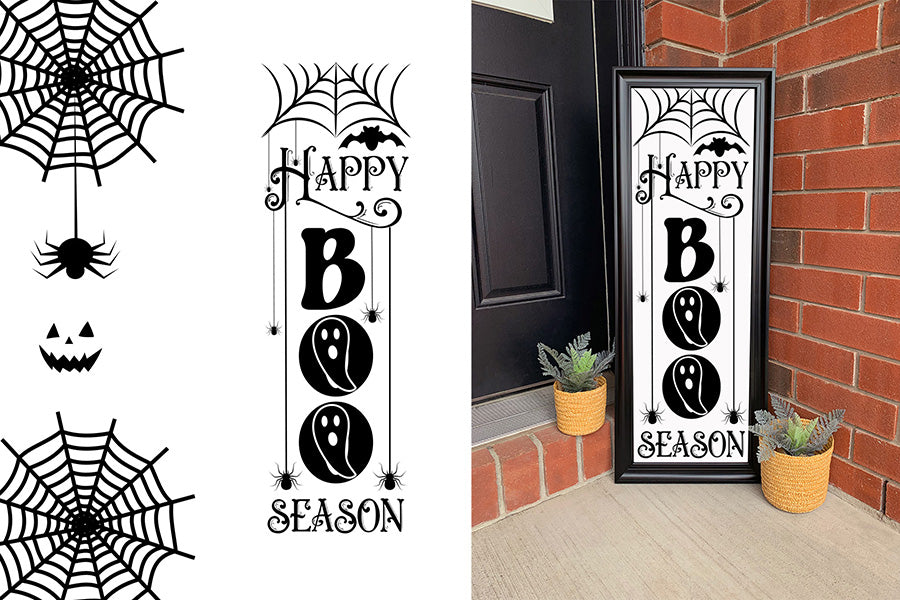 Halloween Porch Sign SVG, Happy Boo Season