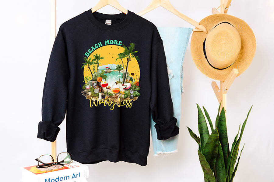 Beach More Worry Less PNG Sublimation Design