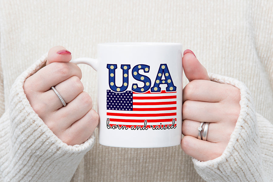 USA Born and Raised | Patriotic Sublimation Design