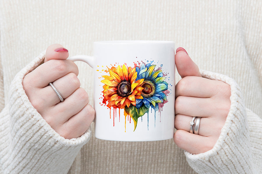 Watercolor Sunflower Sublimation Clipart Bundle