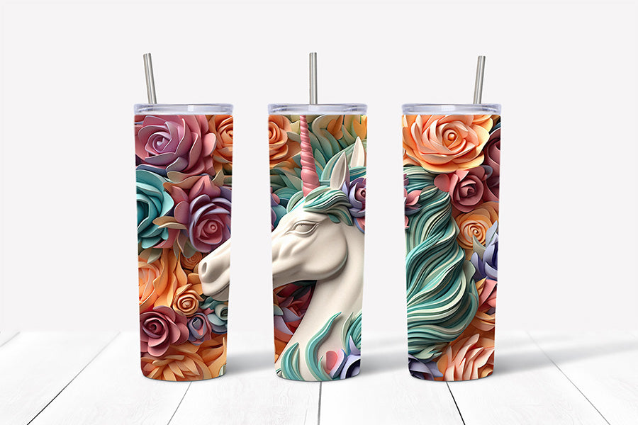 3D Unicorn Tumbler Wrap Sublimation Bundle