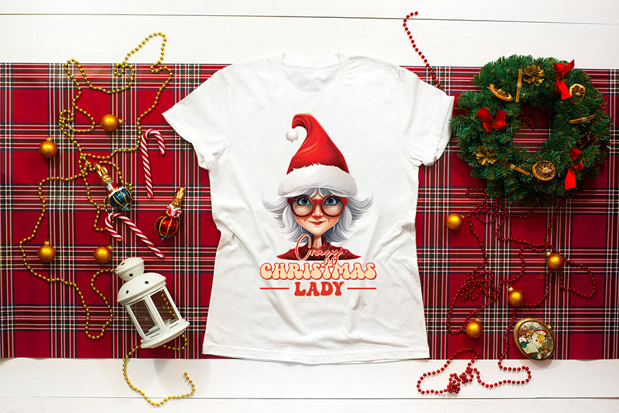 Crazy Christmas Lady PNG Sublimation