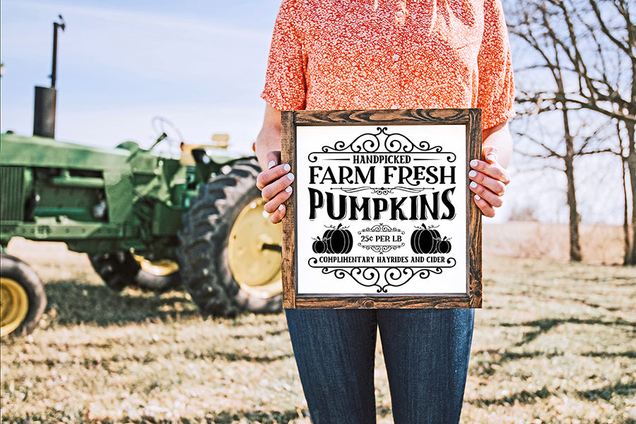Vintage Pumpkin Sign SVG, Handpicked Farm Fresh Pumpkins
