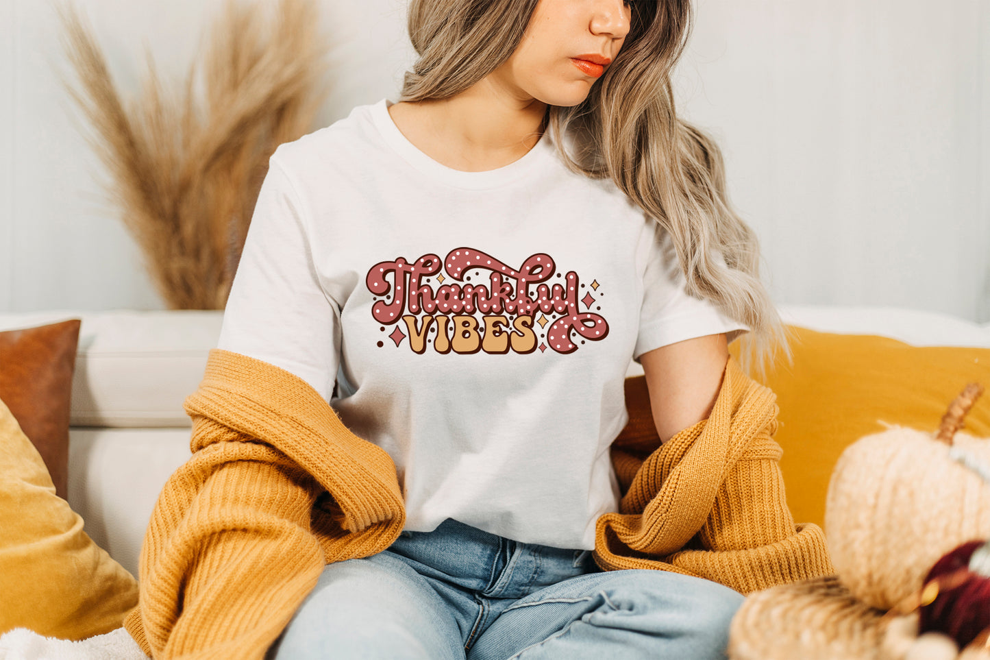 Thankful Vibes - Retro Thanksgiving PNG