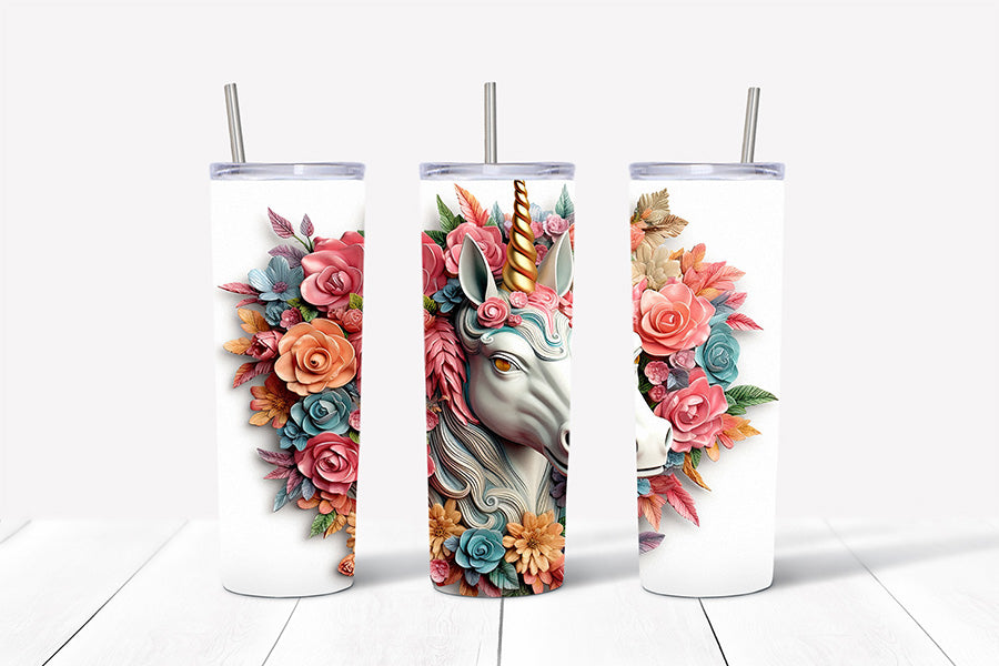 3D Unicorn Tumbler Wrap Sublimation Bundle