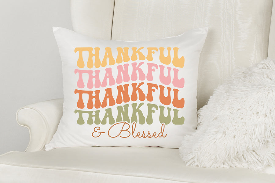 Thankful & Blessed SVG, Retro Thanksgiving SVG
