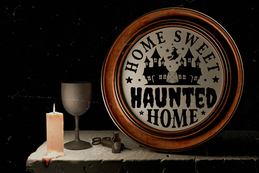 Halloween Round Sign SVG - Home Sweet Haunted Home