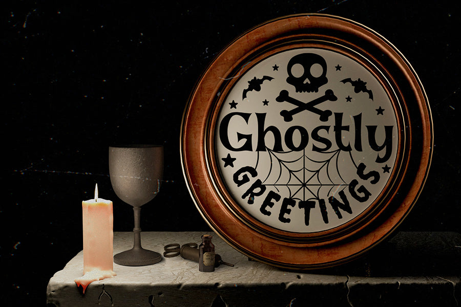 Halloween Round Sign SVG | Ghostly Greetings SVG