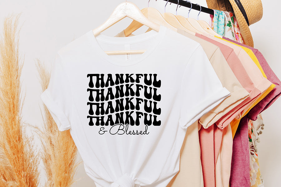 Thankful & Blessed SVG, Retro Thanksgiving SVG