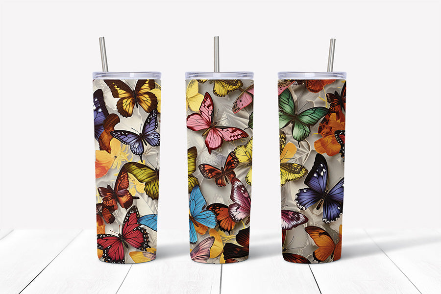 3D Butterflies Tumbler Wrap Sublimation Bundle