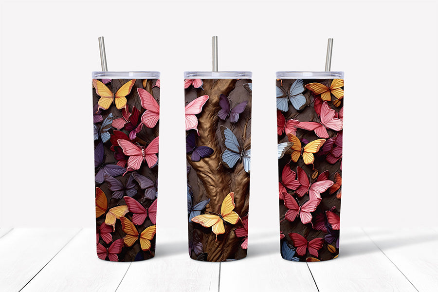 3D Butterflies Tumbler Wrap Sublimation Bundle
