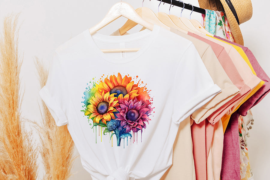 Watercolor Sunflower Sublimation Clipart Bundle