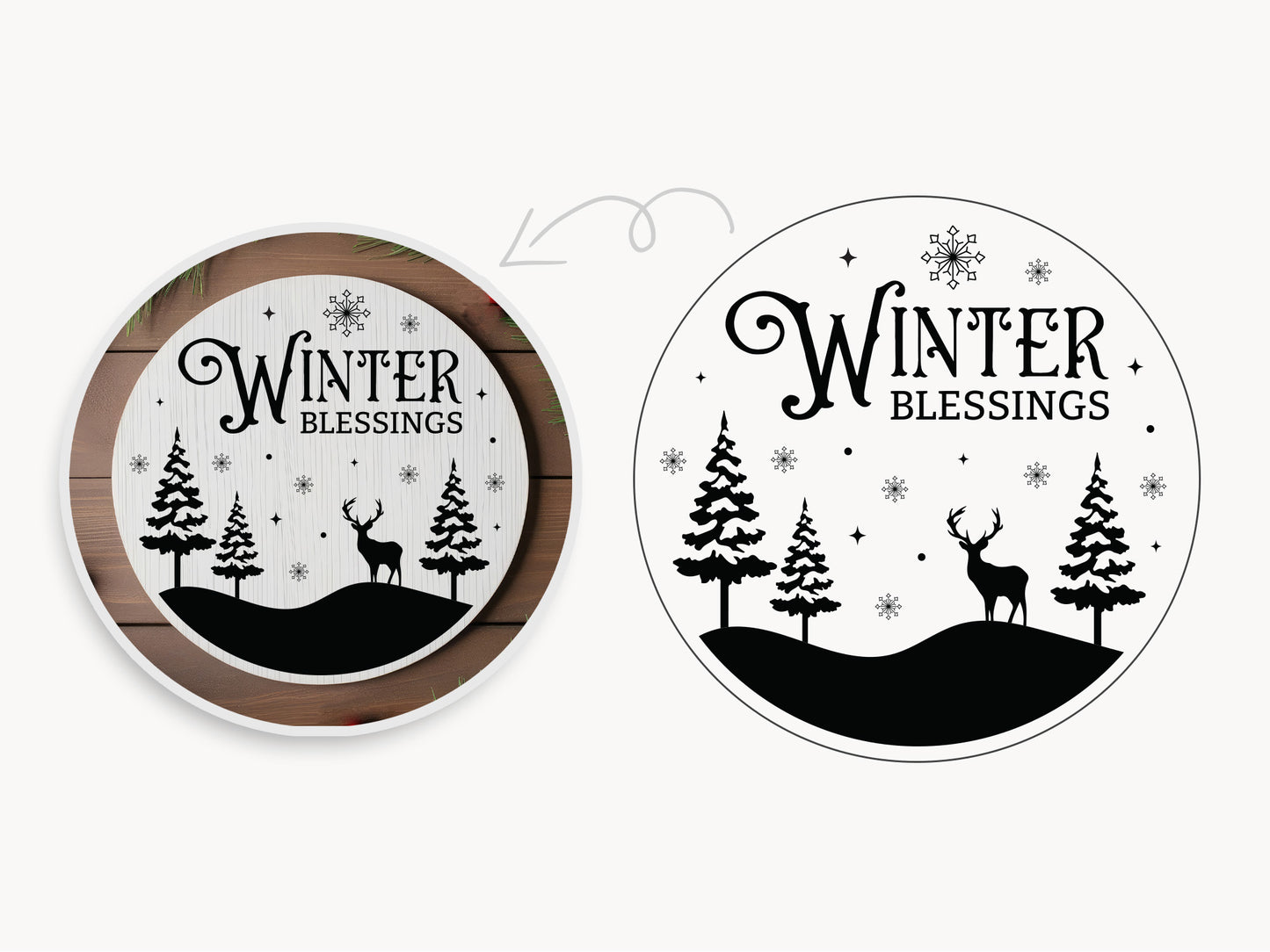 Round Winter Blessings Sign SVG File