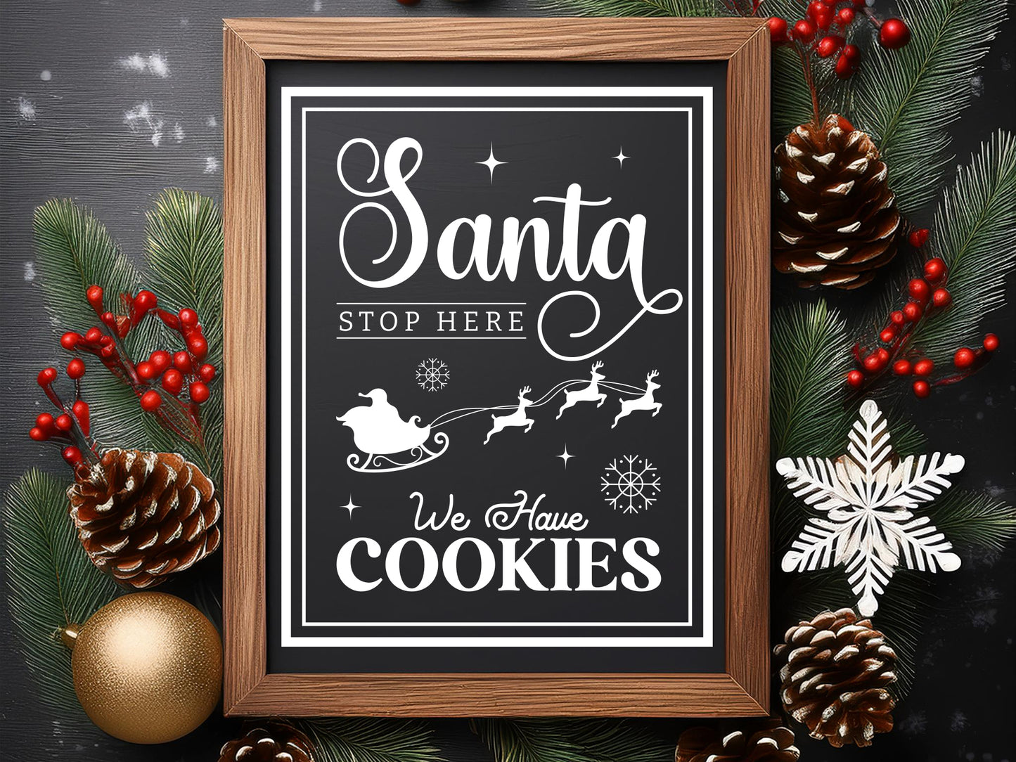 Santa Stop Here - Christmas Farmhouse Sign SVG File