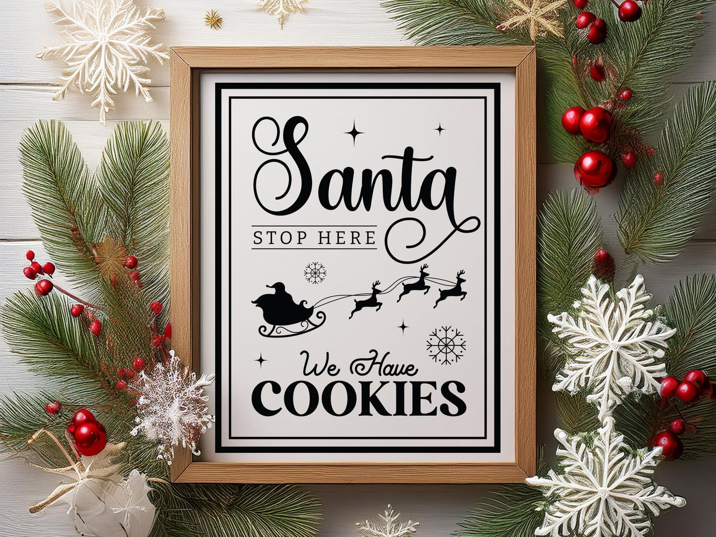 Santa Stop Here - Christmas Farmhouse Sign SVG File