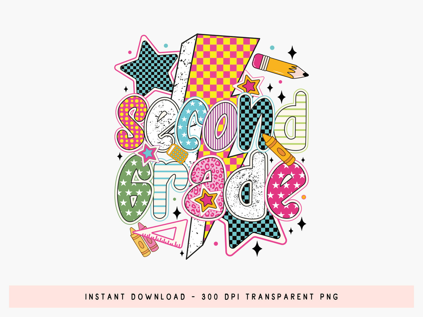 Second Grade, Preppy Back to School Sublimation