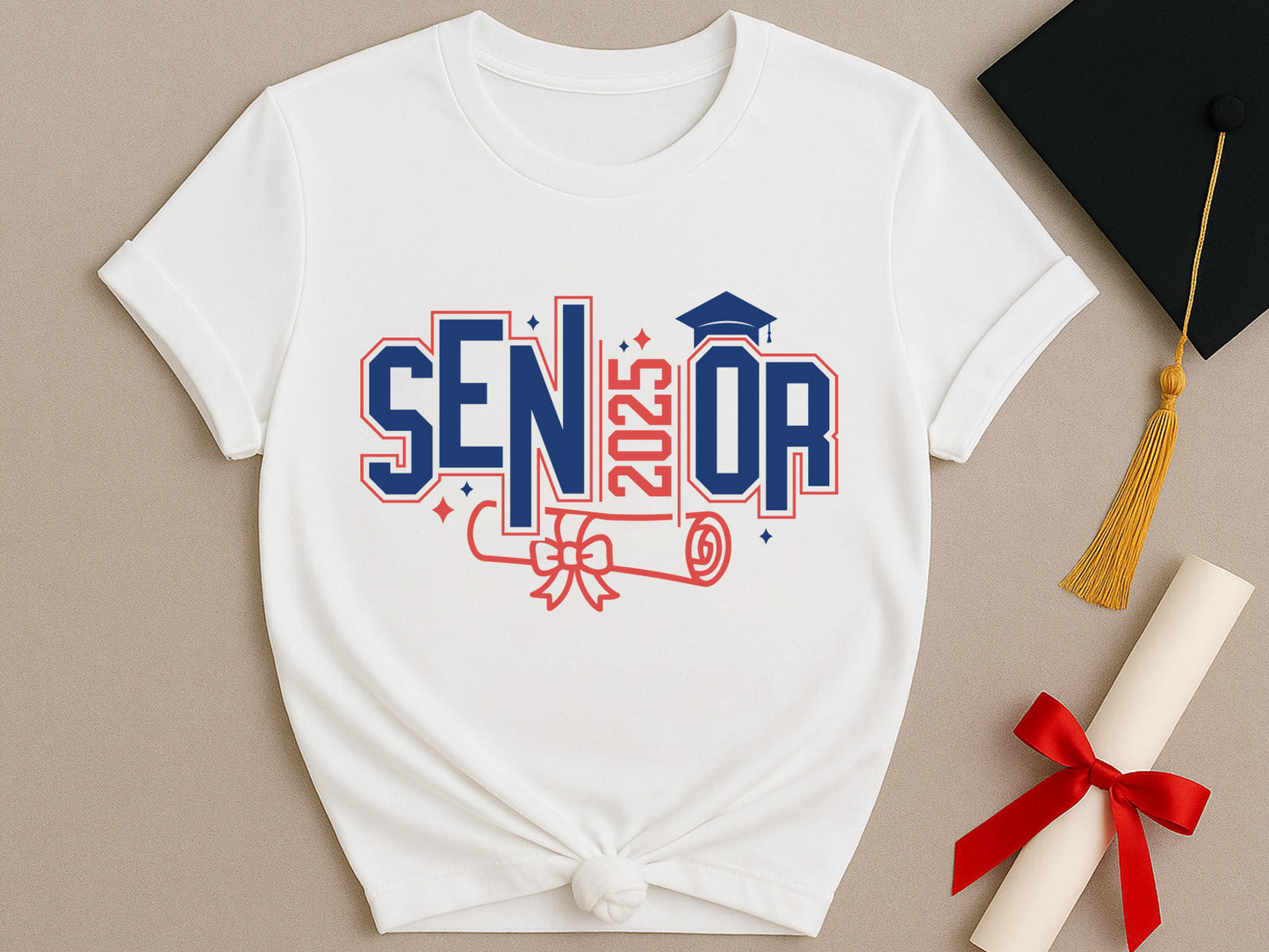 Senior 2025, Graduation Cap and Diploma SVG