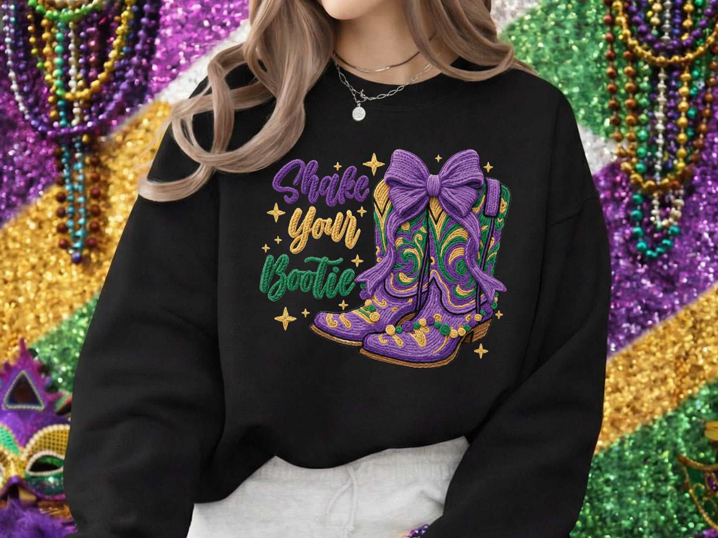 Shake Your Bootie - Faux Yarn Mardi Gras PNG
