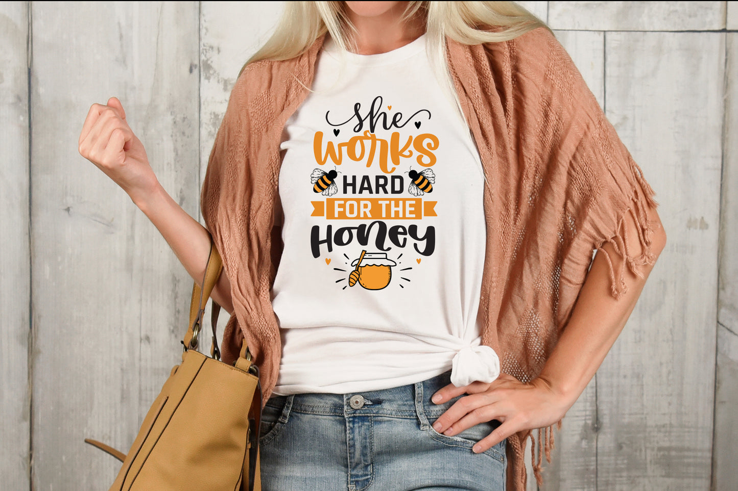 She Works Hard for the Honey, Bee Quote SVG
