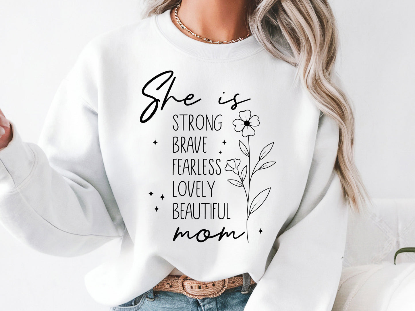 She is Strong Brave Fearless Mom, Trendy Mothers Day SVG