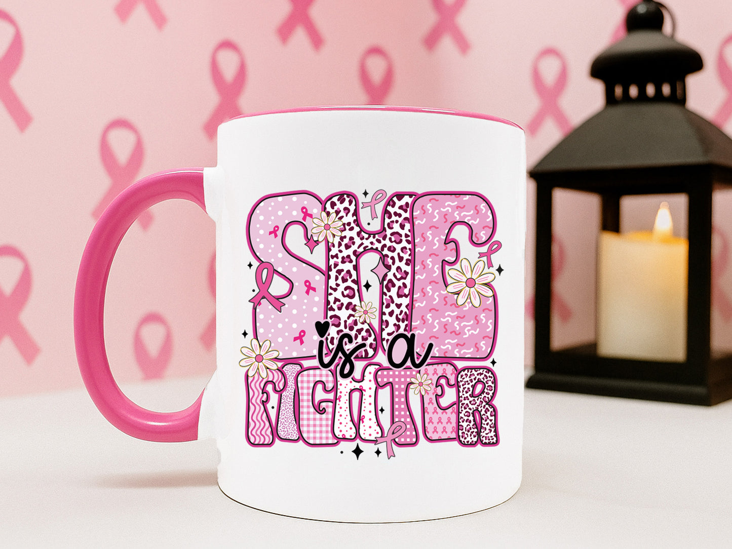 She is a Fighter, Preppy Breast Cancer Sublimation