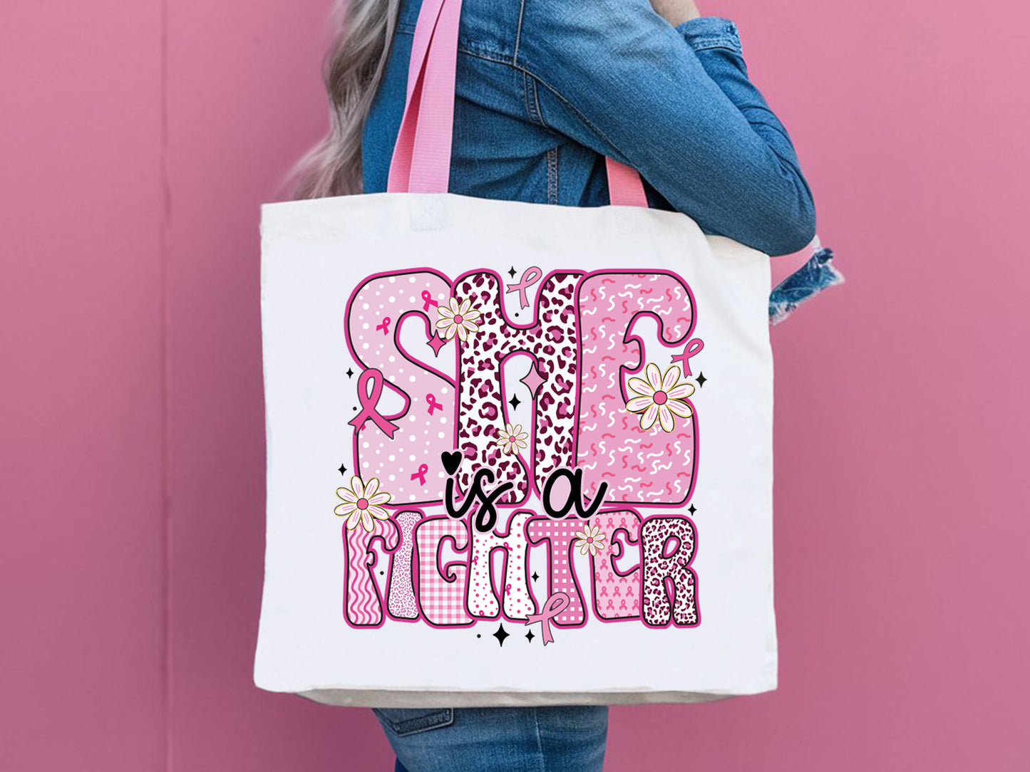 She is a Fighter, Preppy Breast Cancer Sublimation