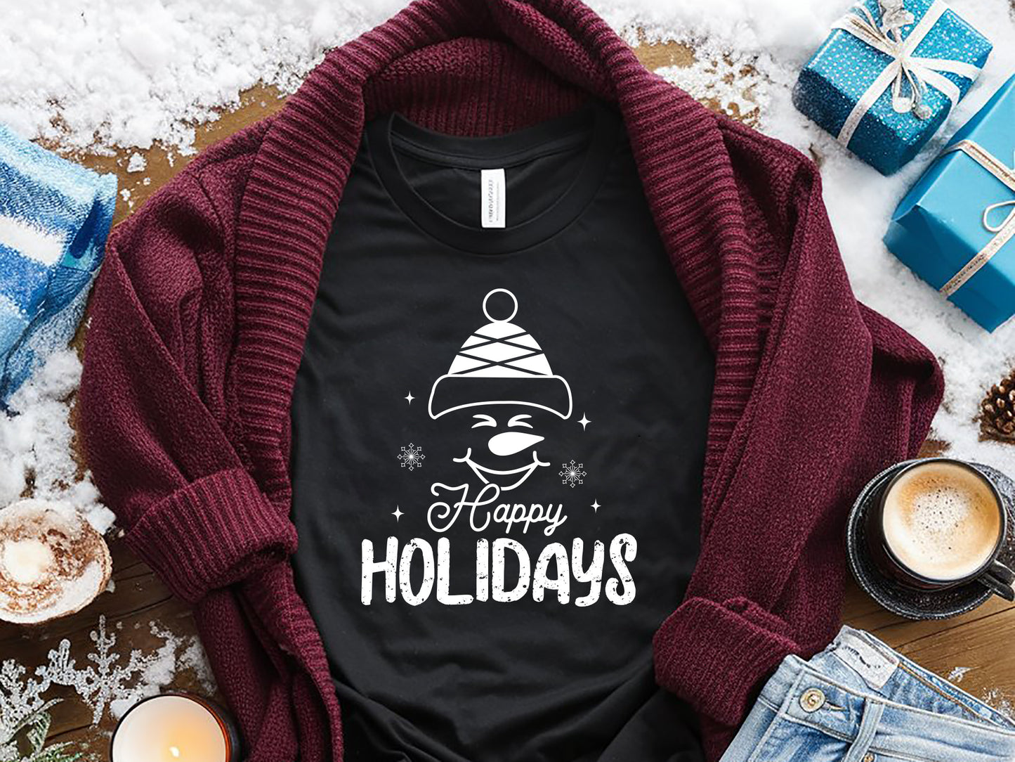 Snowman SVG File - Happy Holidays