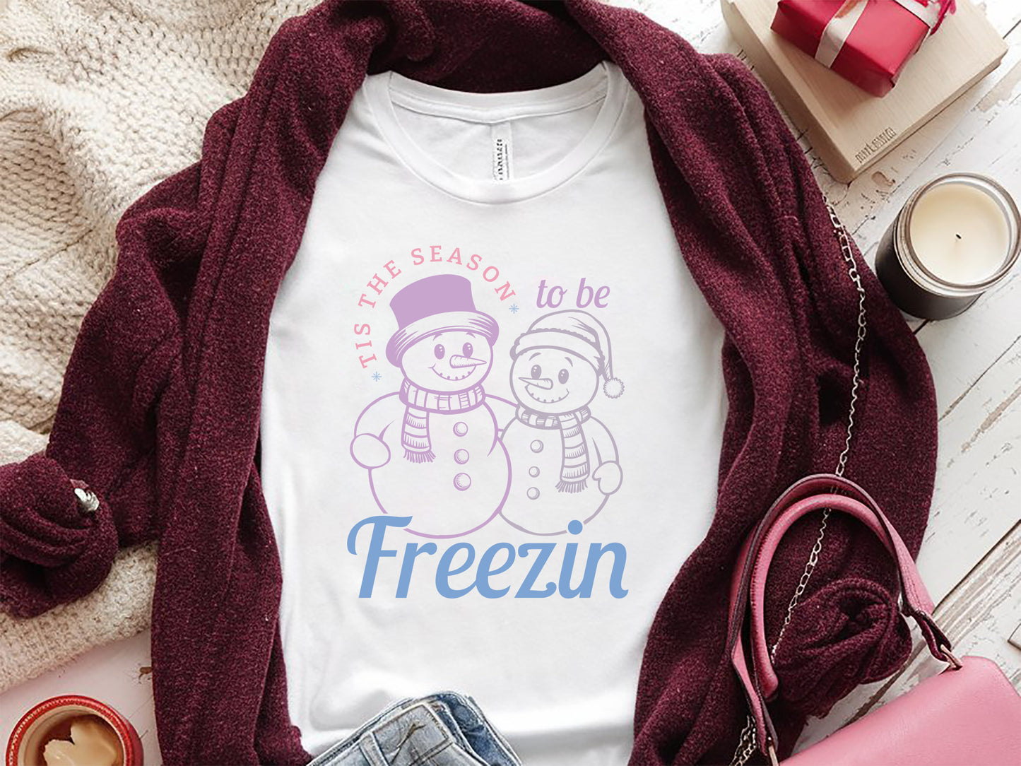 Snowman SVG File - Tis The Season To Be Freezin