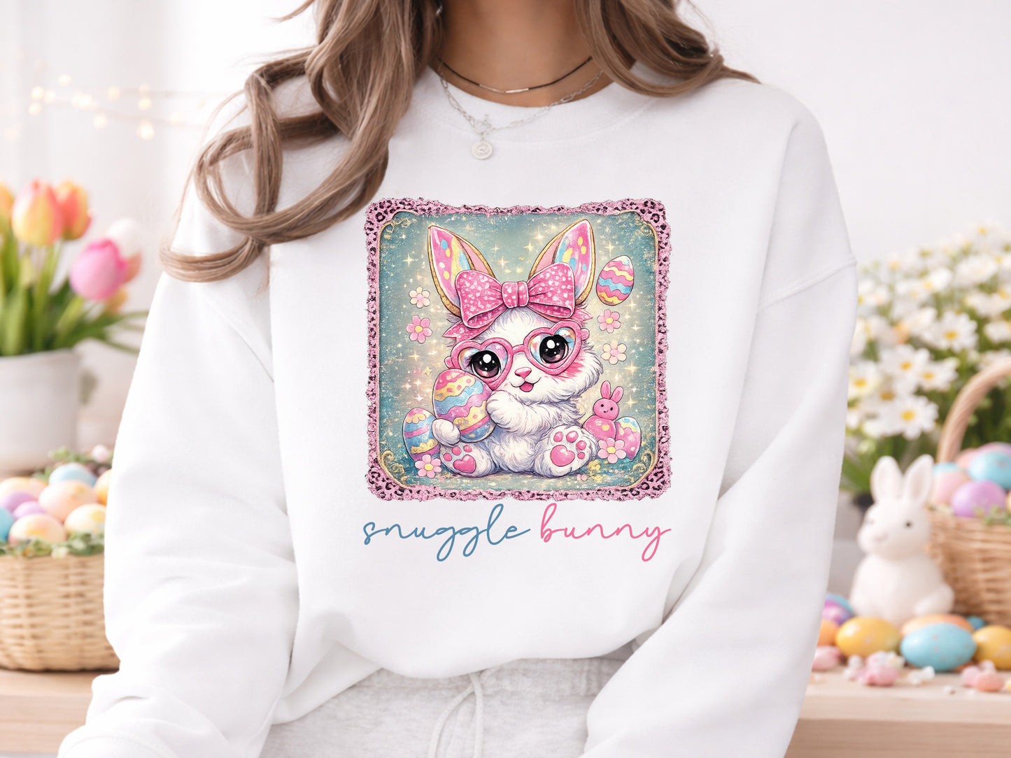 Snuggle Bunny, Easter Preppy Sublimation PNG