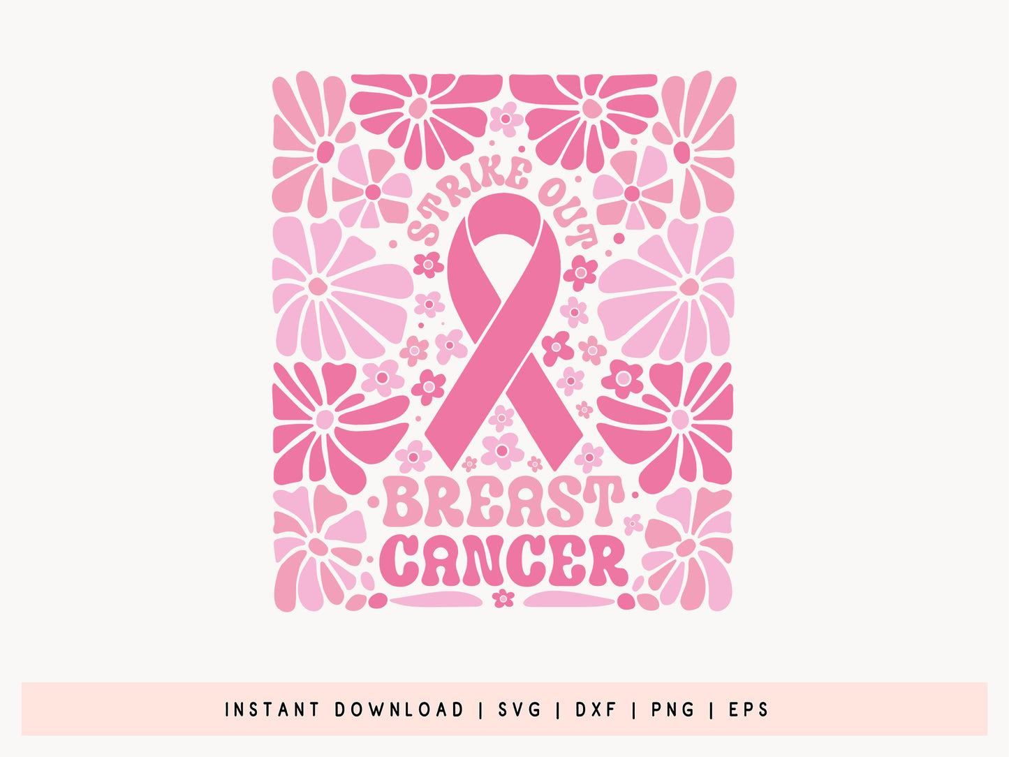 Strike Out Breast Cancer Boho Floral SVG