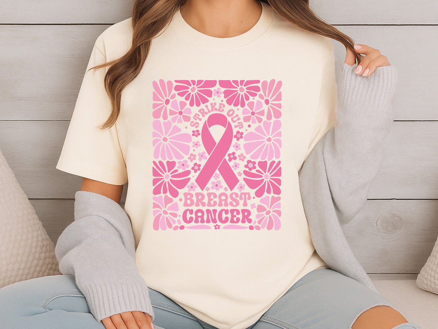 Strike Out Breast Cancer Boho Floral SVG