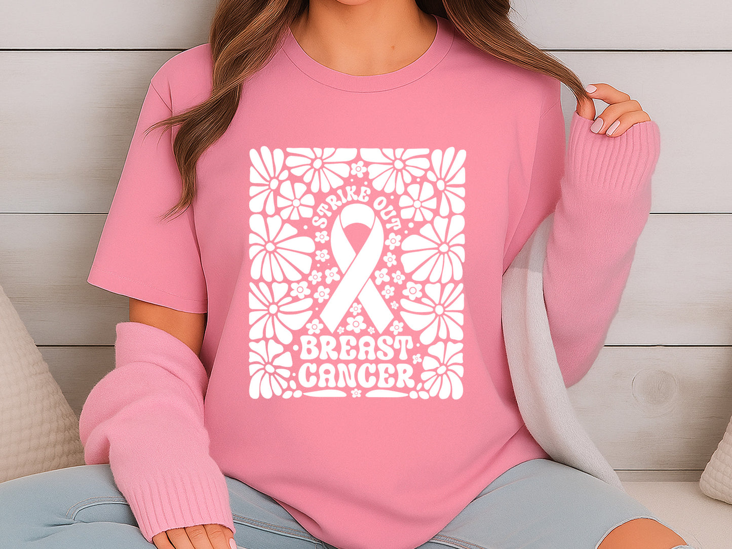 Strike Out Breast Cancer Boho Floral SVG