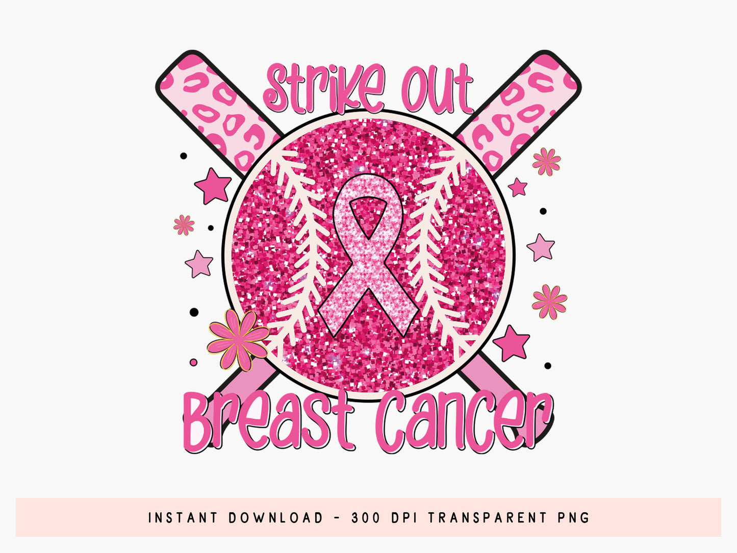 Strike Out Breast Cancer Preppy Sublimation Design