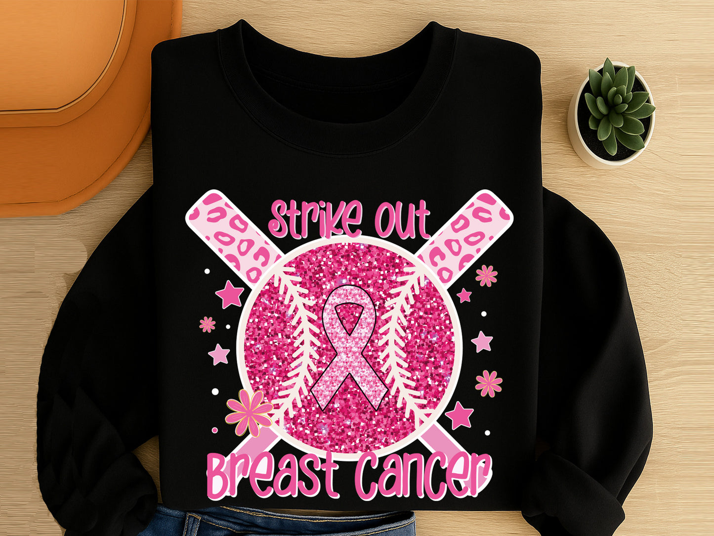 Strike Out Breast Cancer Preppy Sublimation Design