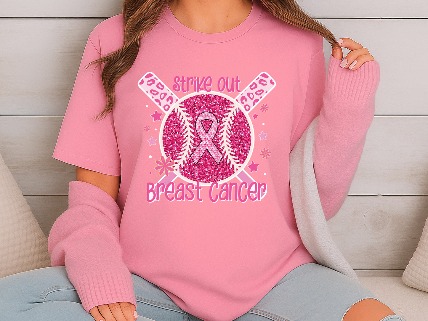 Strike Out Breast Cancer Preppy Sublimation Design