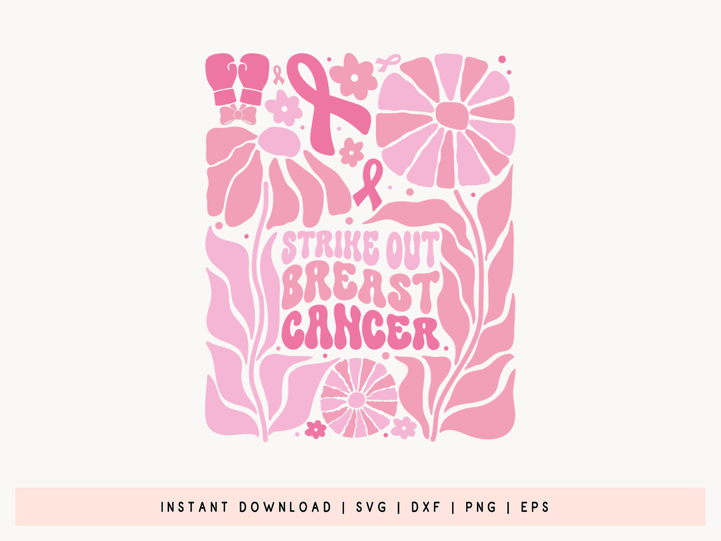 Strike Out Breast Cancer SVG Boho Flower