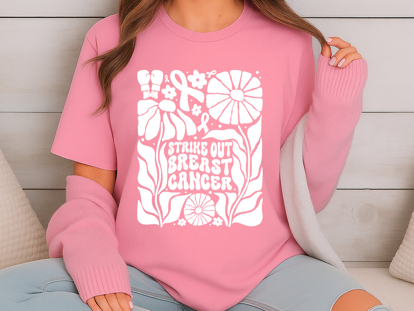 Strike Out Breast Cancer SVG Boho Flower
