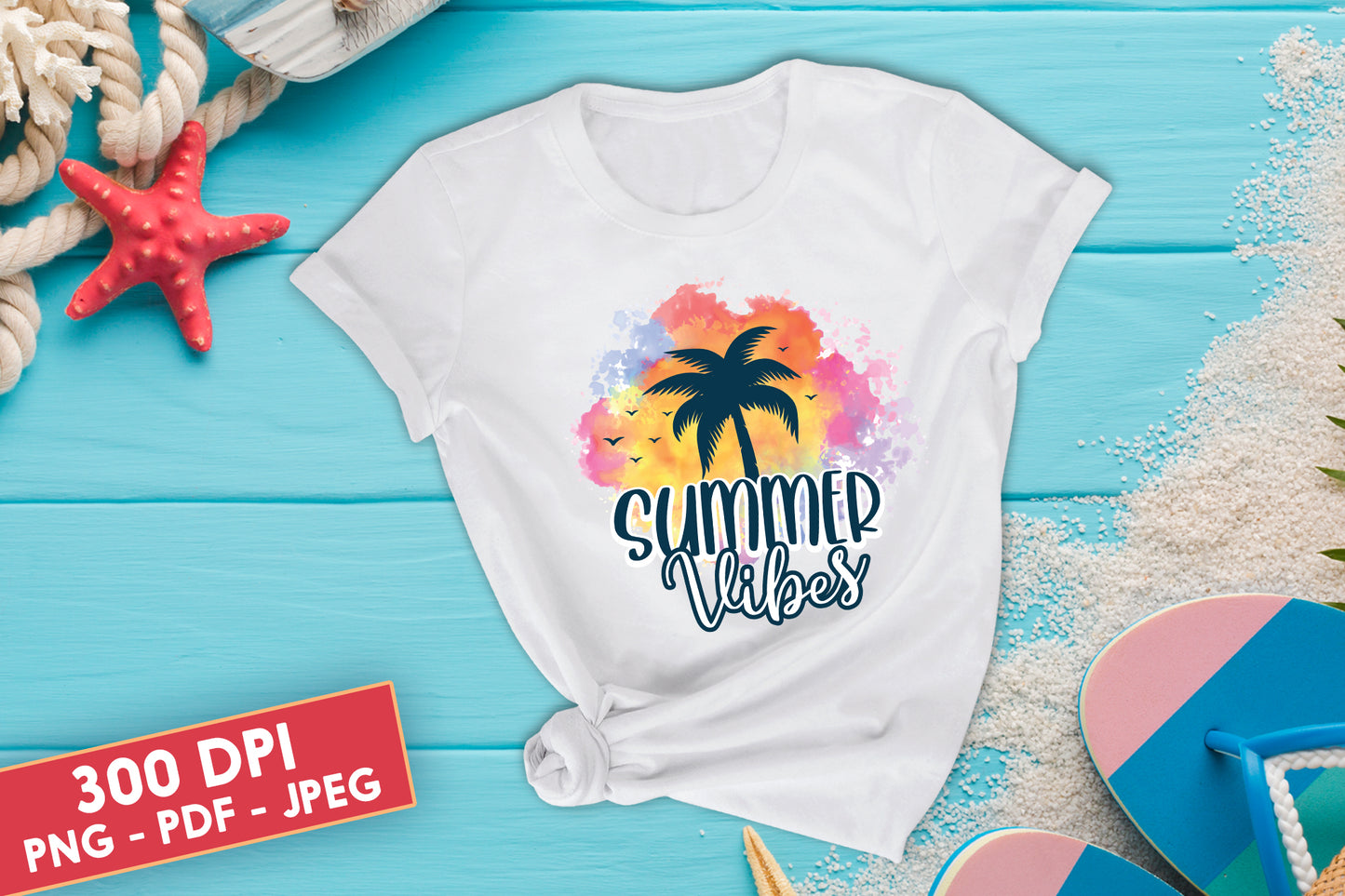 Summer Vibes PNG Sublimation Design