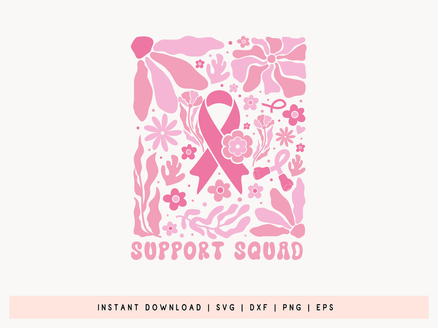 Support Squad - Breast Cancer Flower SVG Design