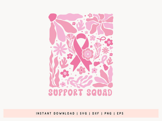 Support Squad - Breast Cancer Flower SVG Design