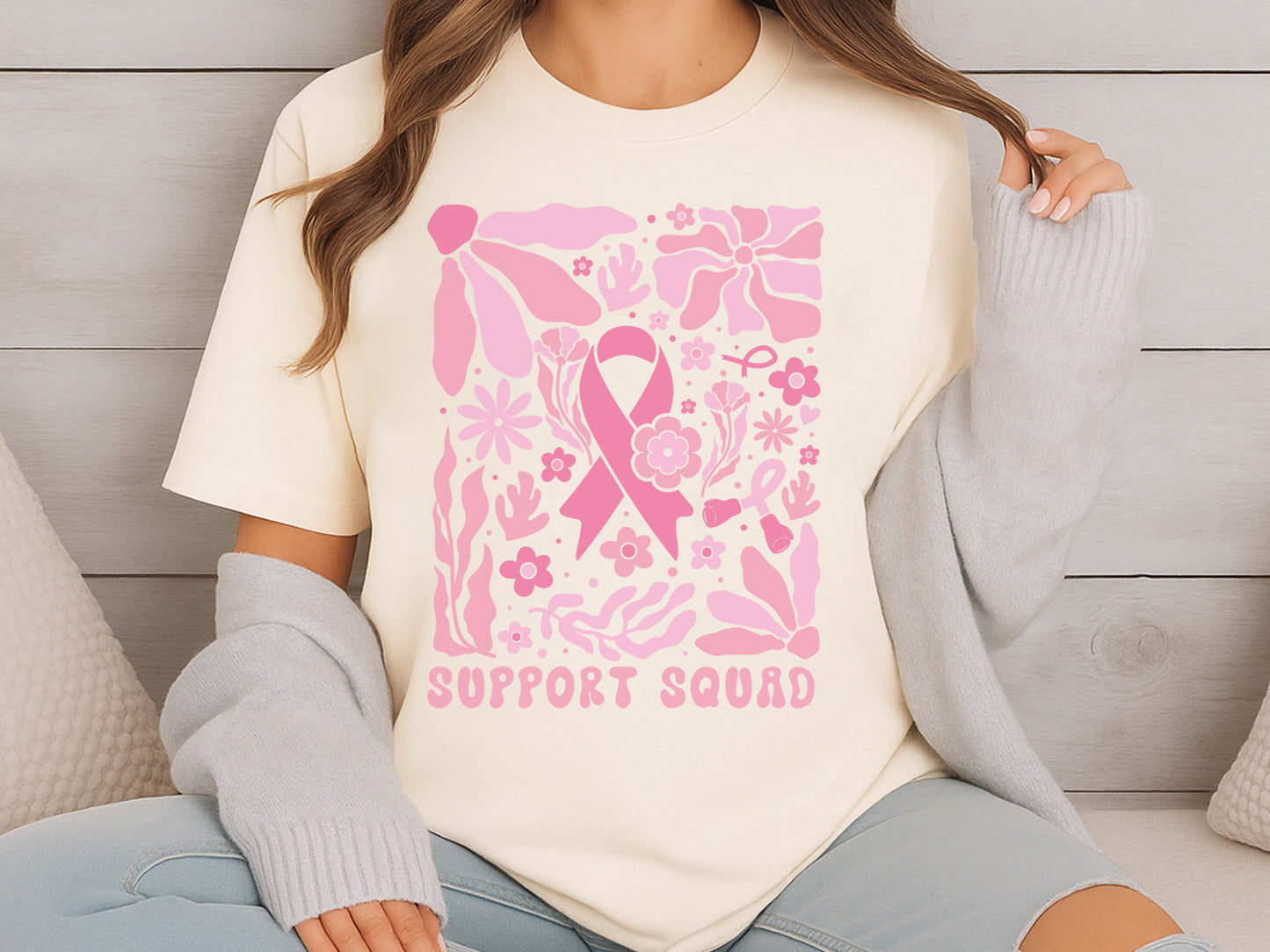 Support Squad - Breast Cancer Flower SVG Design