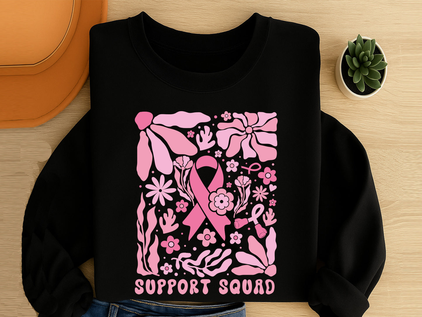 Support Squad - Breast Cancer Flower SVG Design