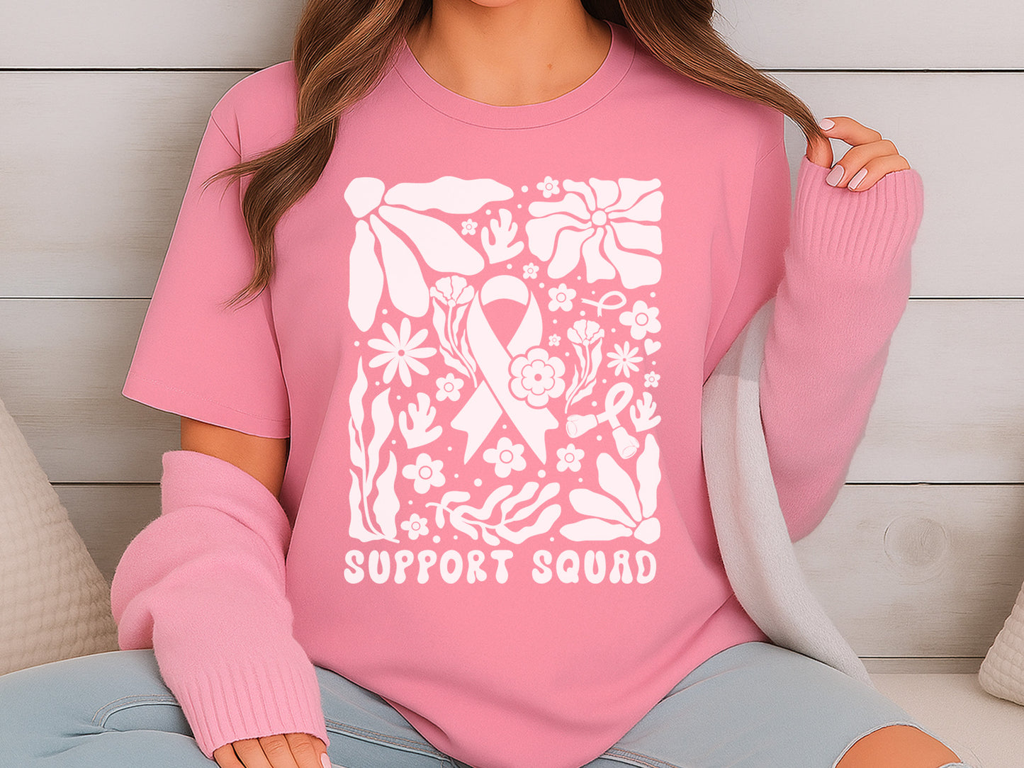 Support Squad - Breast Cancer Flower SVG Design