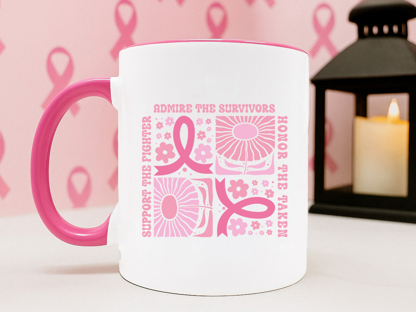 Support the Fighter - Floral Breast Cancer Awareness SVG
