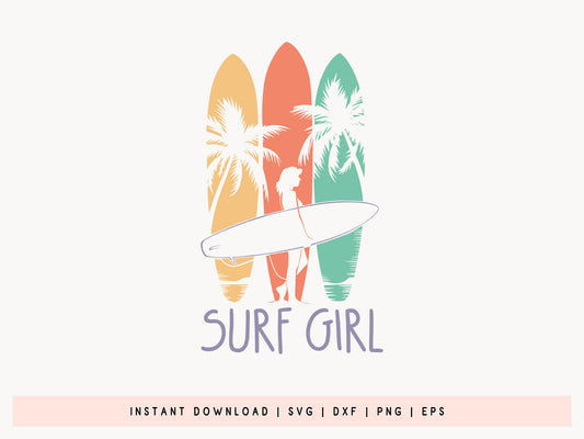 Surf Girl, Summer SVG Cutting File