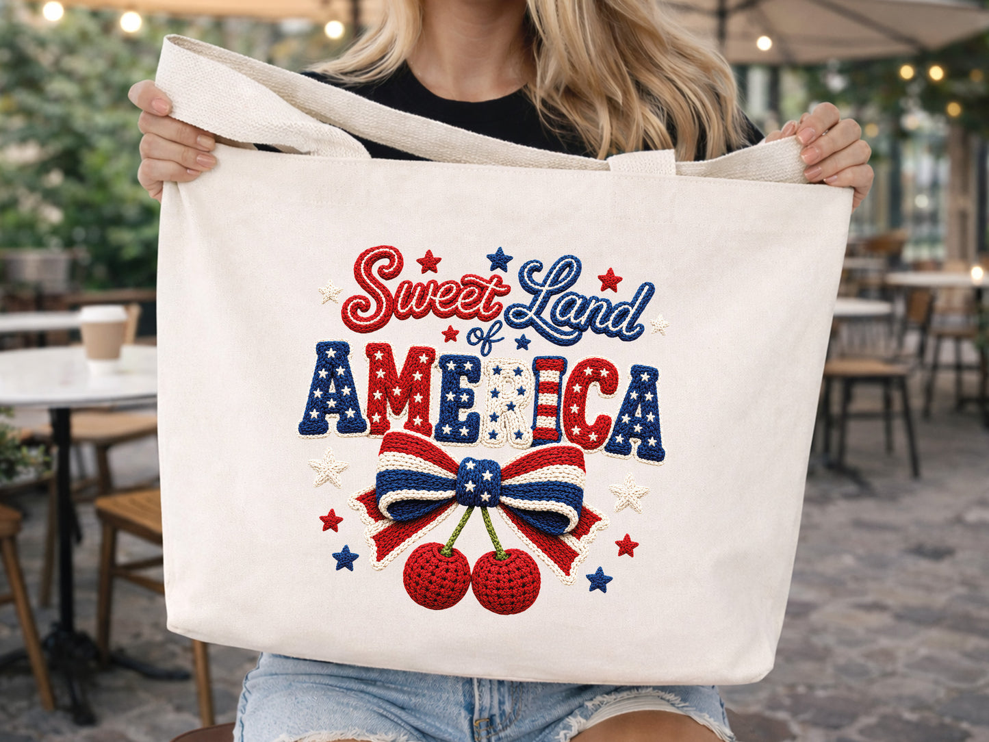 Sweet Land of America, Faux Yarn 4th of July PNG